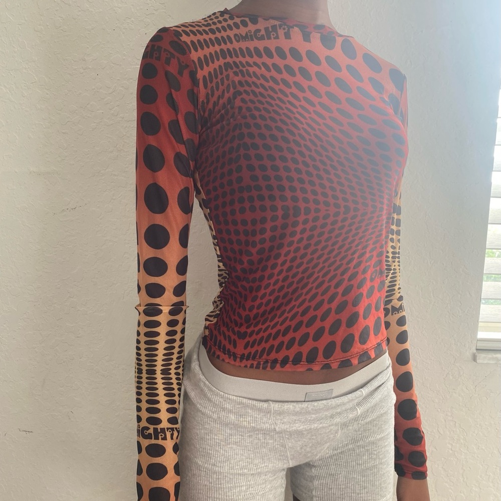 (SOLD ON DEPOP) O-MIGHTY ILLUSION MESH TOP IN RED
